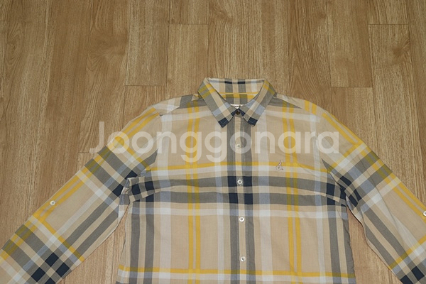 (66)빈폴/베이지옐로우 체크롱셔츠--1