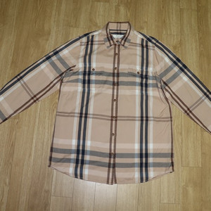 (66)빈폴/베이지 체크롱셔츠
