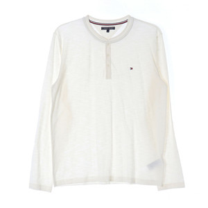 [XXL]타미힐피거 아이보리 헨리넥 긴팔 티셔츠
