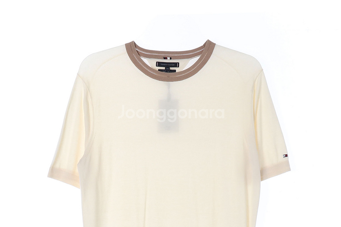 (새상품)[XXL]타미힐피거 크림 베이지 반팔 니트 티--1