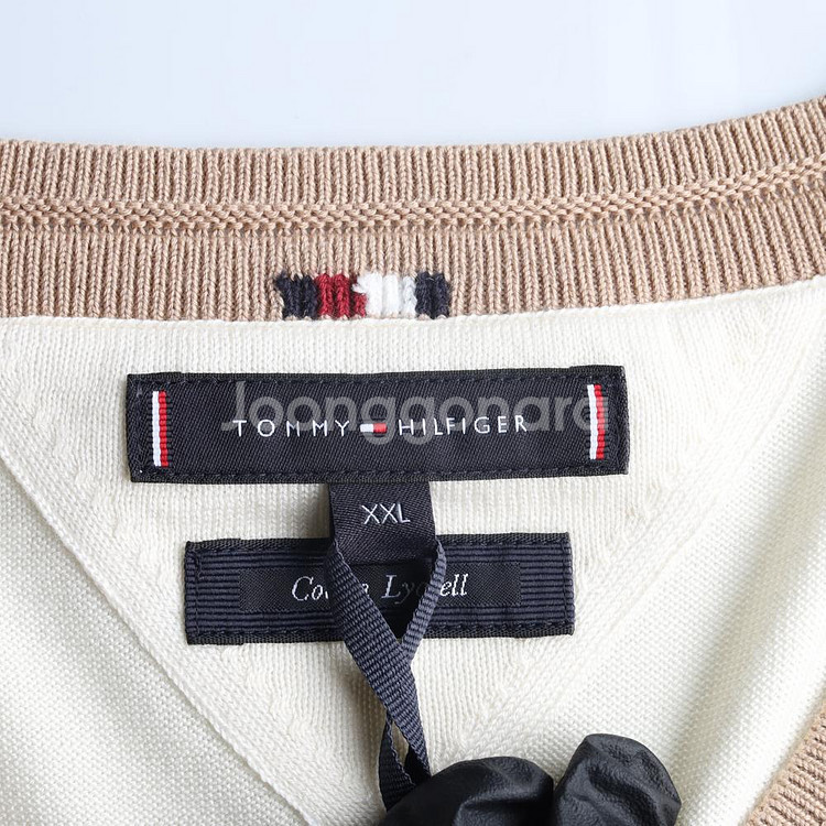 (새상품)[XXL]타미힐피거 크림 베이지 반팔 니트 티--4