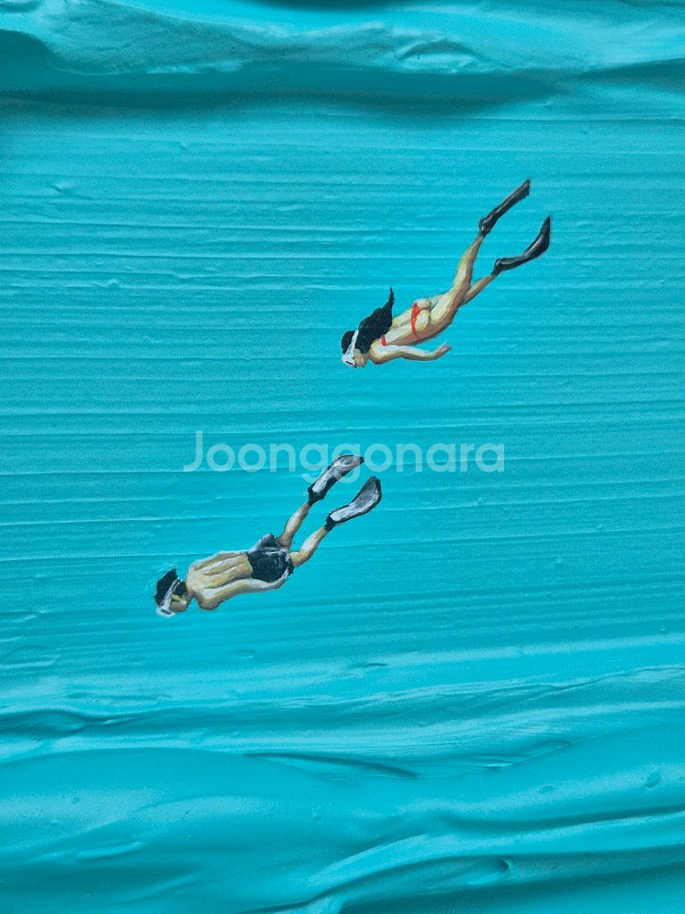 바다속으로 두꺼운 질감 그림 인테리어 액자 유화 포스터--7