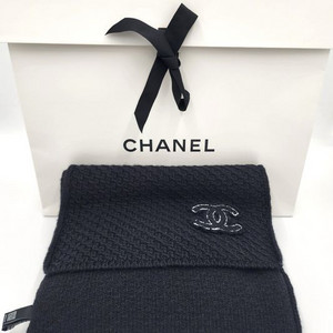 샤넬 캐시미어 CC로고 머플러 블랙