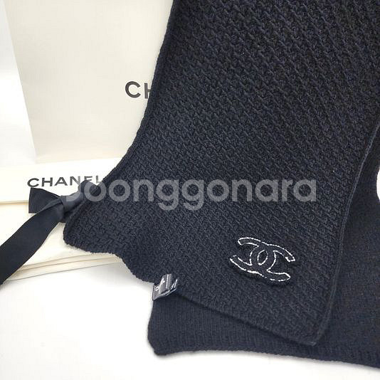 샤넬 캐시미어 CC로고 머플러 블랙--1