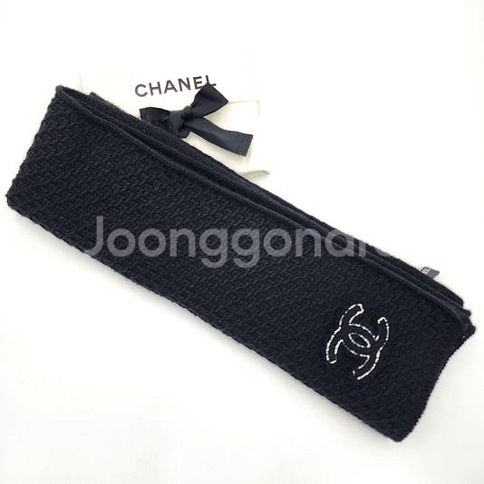 샤넬 캐시미어 CC로고 머플러 블랙--3