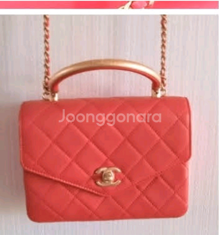 샤넬백 금장 코랄레드 토트 숄더백 정품--3