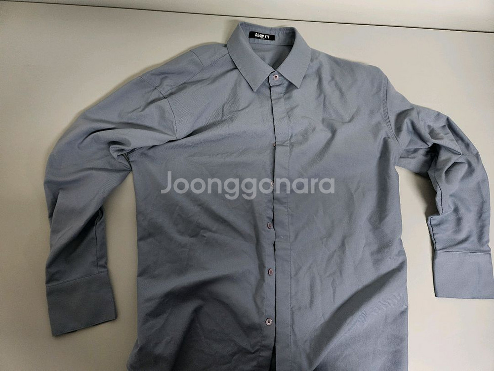 드로우핏 오버사이즈 히든 미니멀 셔츠 블루 그레이 L--1