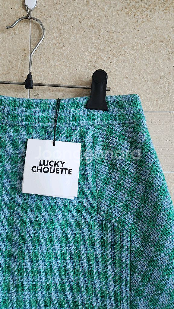 럭키슈에뜨 그린 체크 미니 스커트 36--1