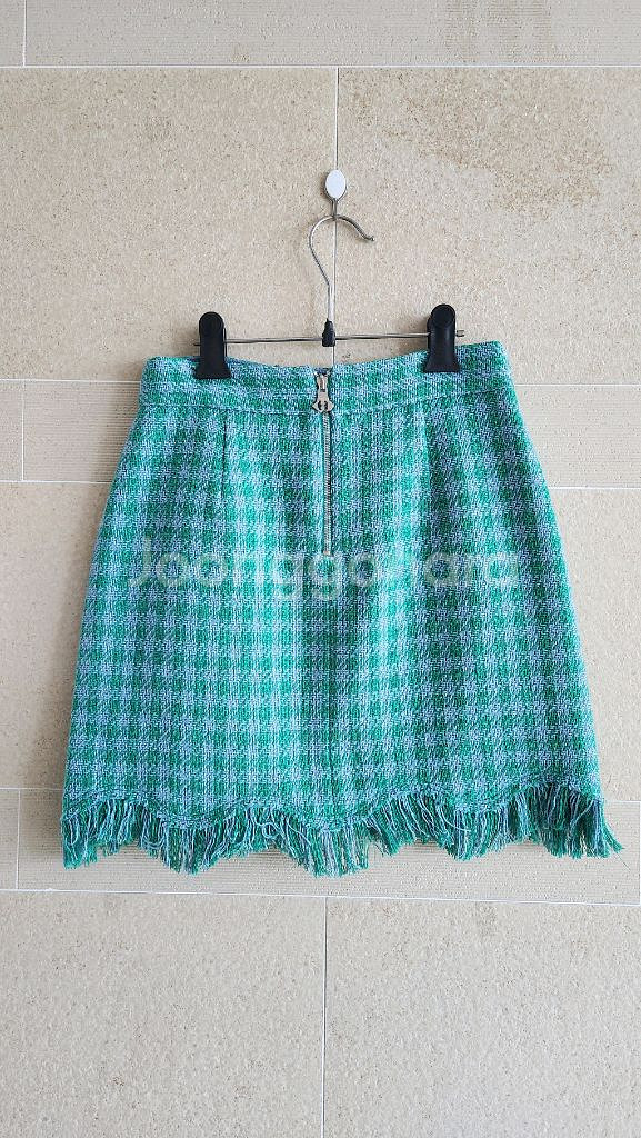 럭키슈에뜨 그린 체크 미니 스커트 36--2