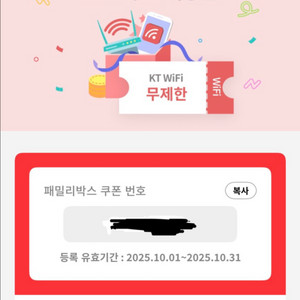 KT 케이티 와이파이 10월 이용권