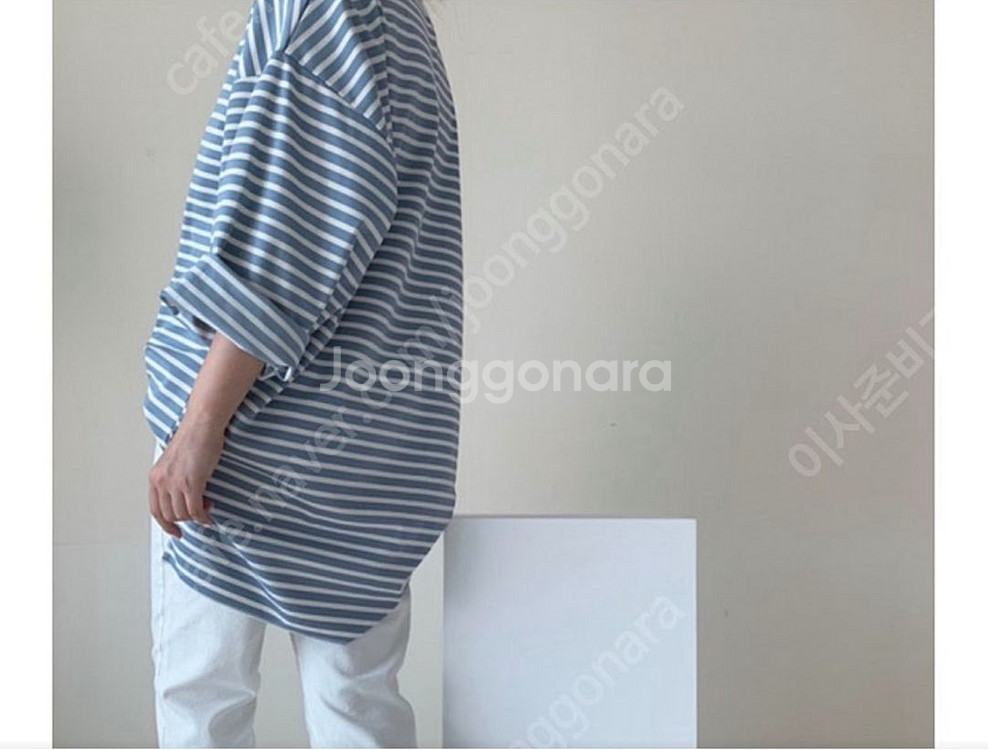 꺌랑 스트라이프 롤업 박시티 (가격내림+택포)--1