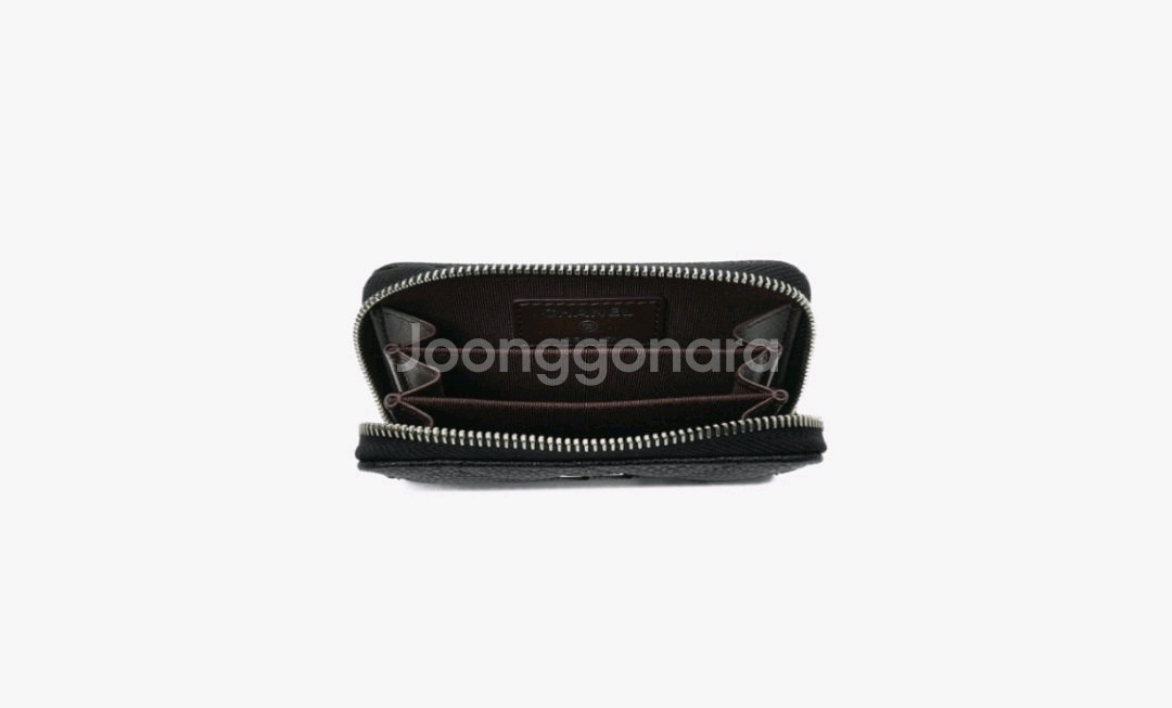 샤넬 지퍼돌이 카드지갑 블랙 캐비어 은장--1