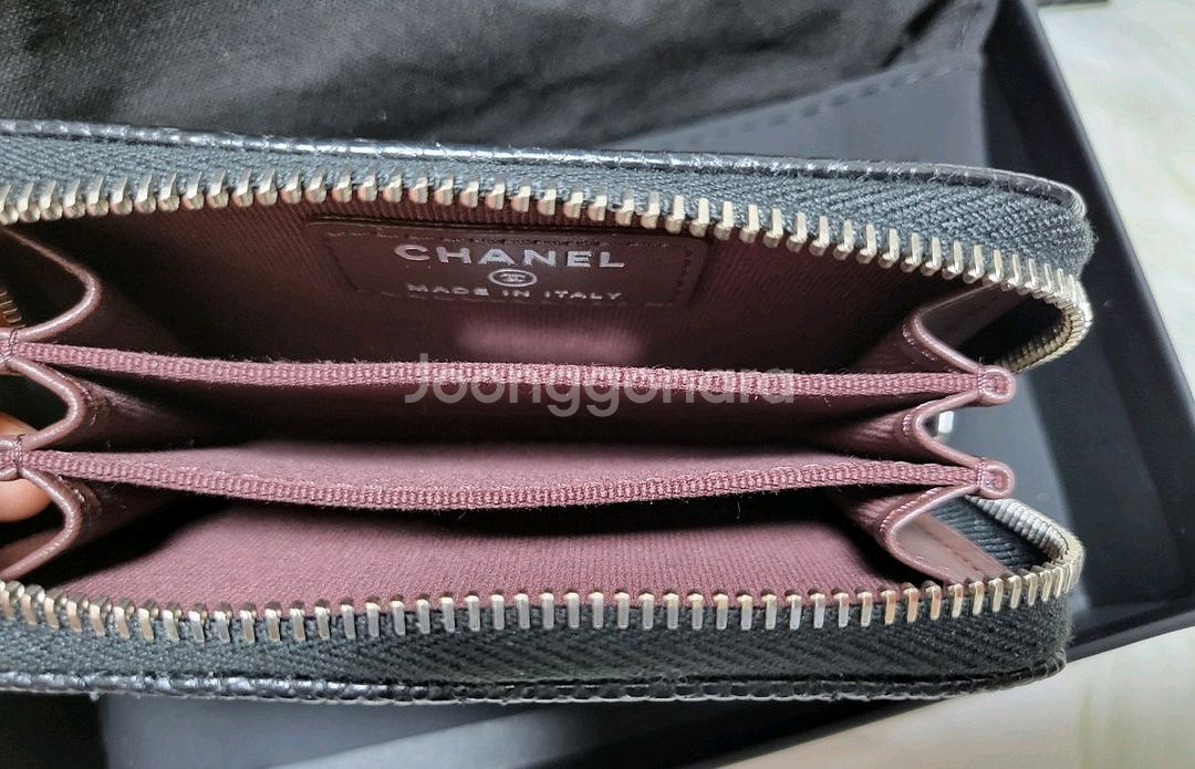 샤넬 지퍼돌이 카드지갑 블랙 캐비어 은장--4