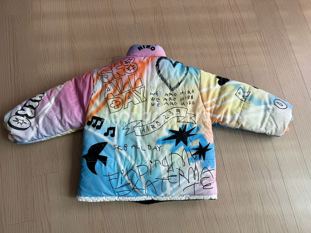 히로 리버시블 블랙 드로잉패딩 120사이즈--1