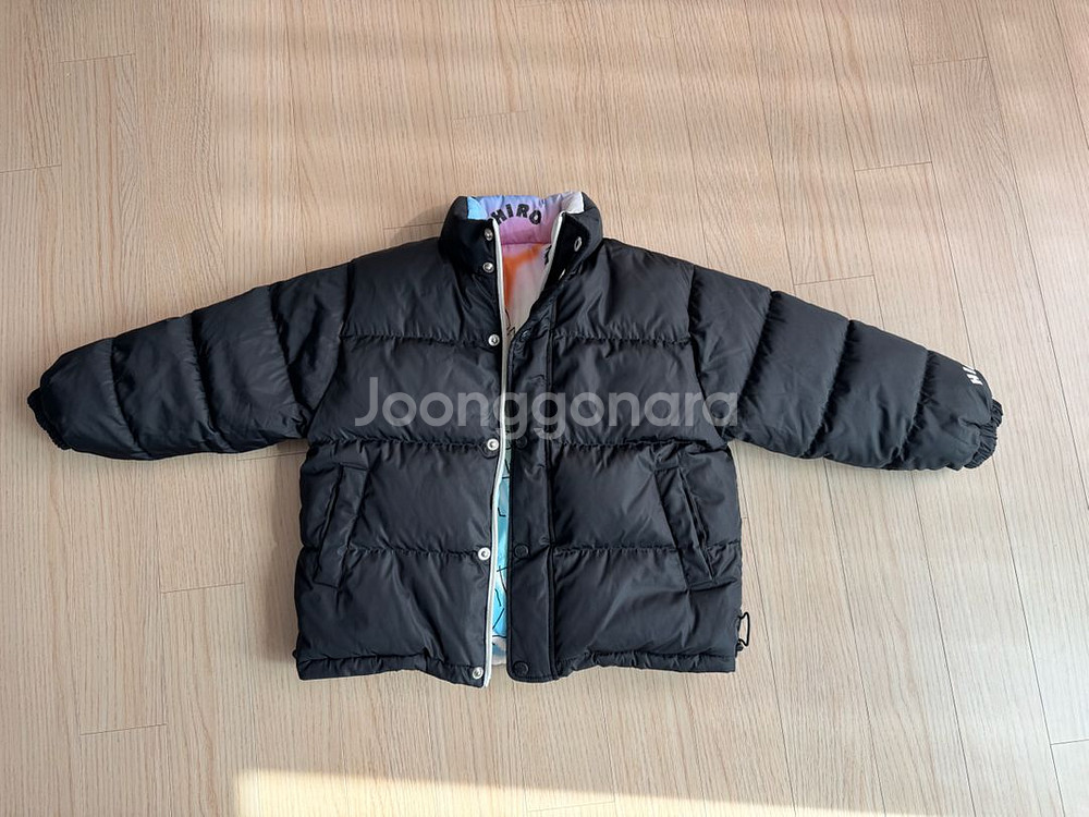 히로 리버시블 블랙 드로잉패딩 120사이즈--4