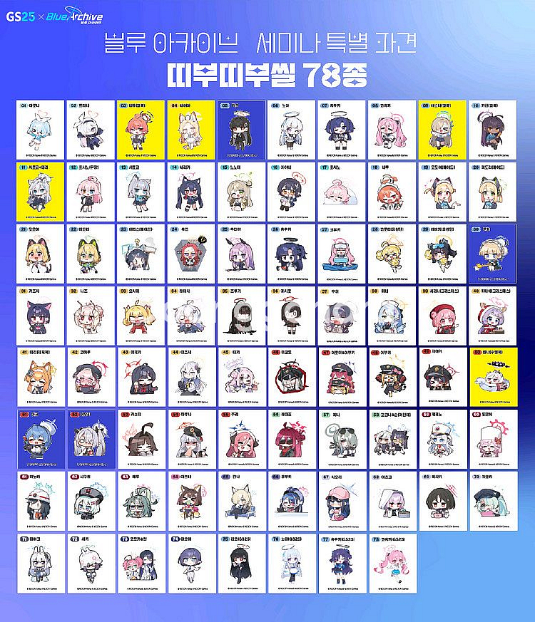 블루 아카이브 25년 띠부씰 스티커--0