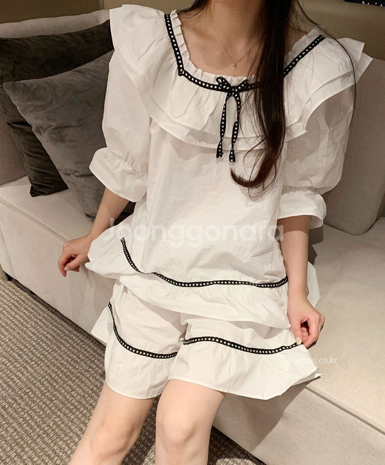 [바이씨니][새상품] 제작 리본띠홈웨어 투피스--3