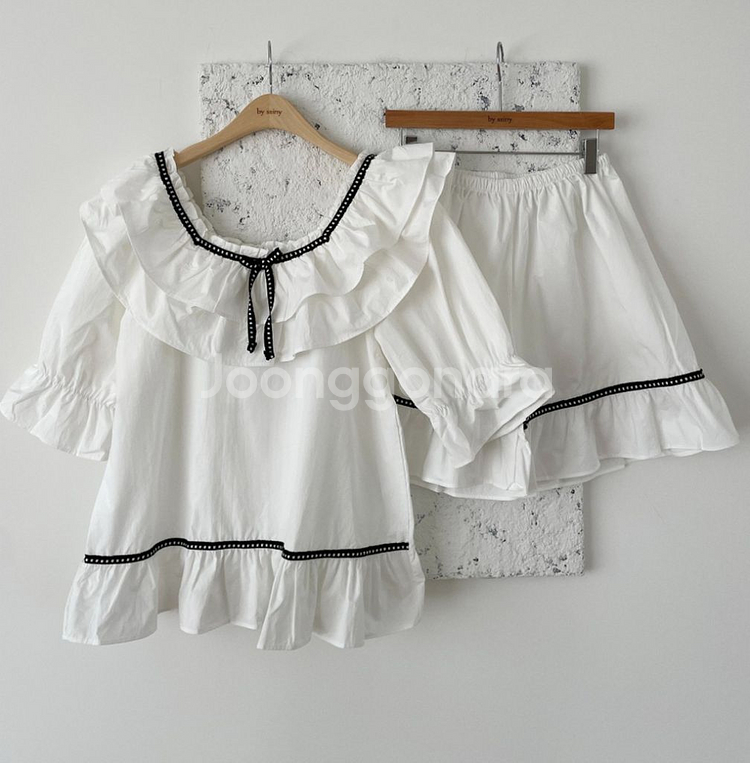 [바이씨니][새상품] 제작 리본띠홈웨어 투피스--7