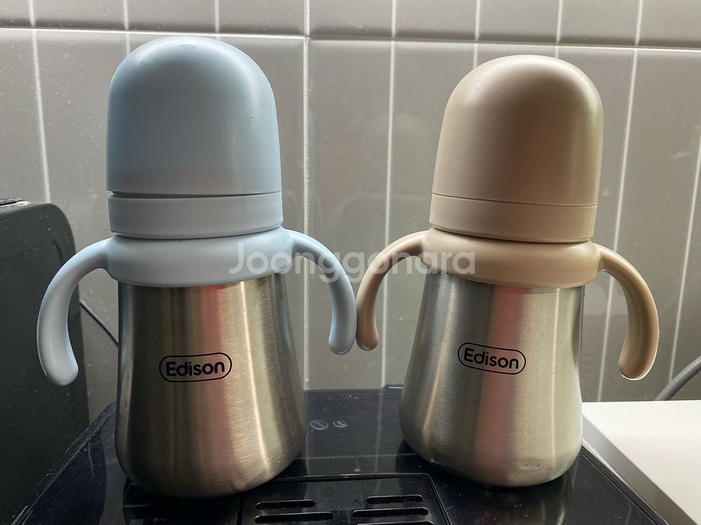 에디슨 스테인리스 보온 보냉 빨대컵 2개일괄--0