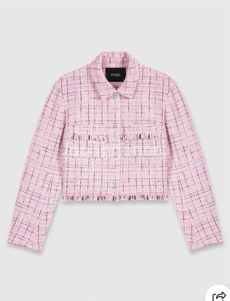 마쥬 maje 트위드 핑크 크롭 자켓--2