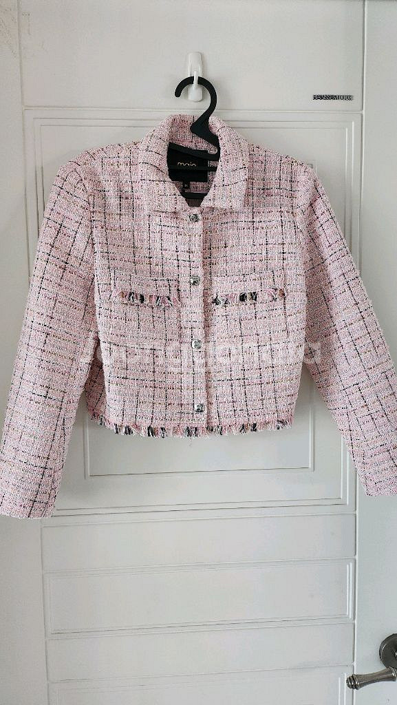 마쥬 maje 트위드 핑크 크롭 자켓--3