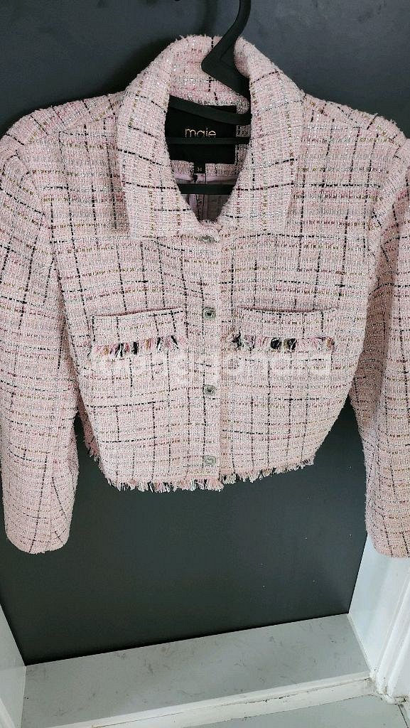 마쥬 maje 트위드 핑크 크롭 자켓--5