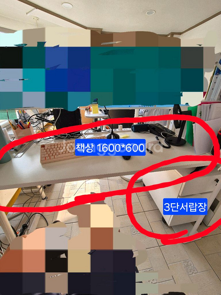 책상+책상 밑 3단서랍장 2세트 등--0