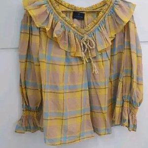 LANVIN 체크 프릴블라우스82상태아주깨끗해요이뻐요