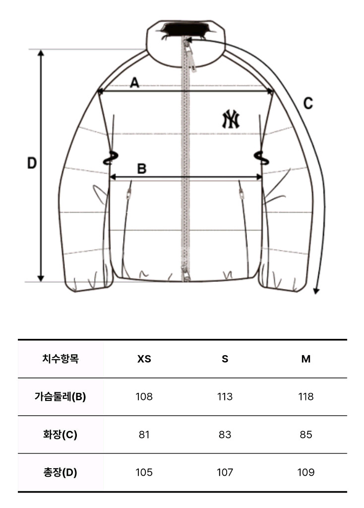 MLB 여성 롱패딩 뉴욕양키스 M 새상품--4