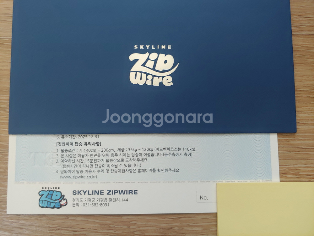 남이섬 스카이라인 짚와이어 VIP 2인 이용권 상품권--1