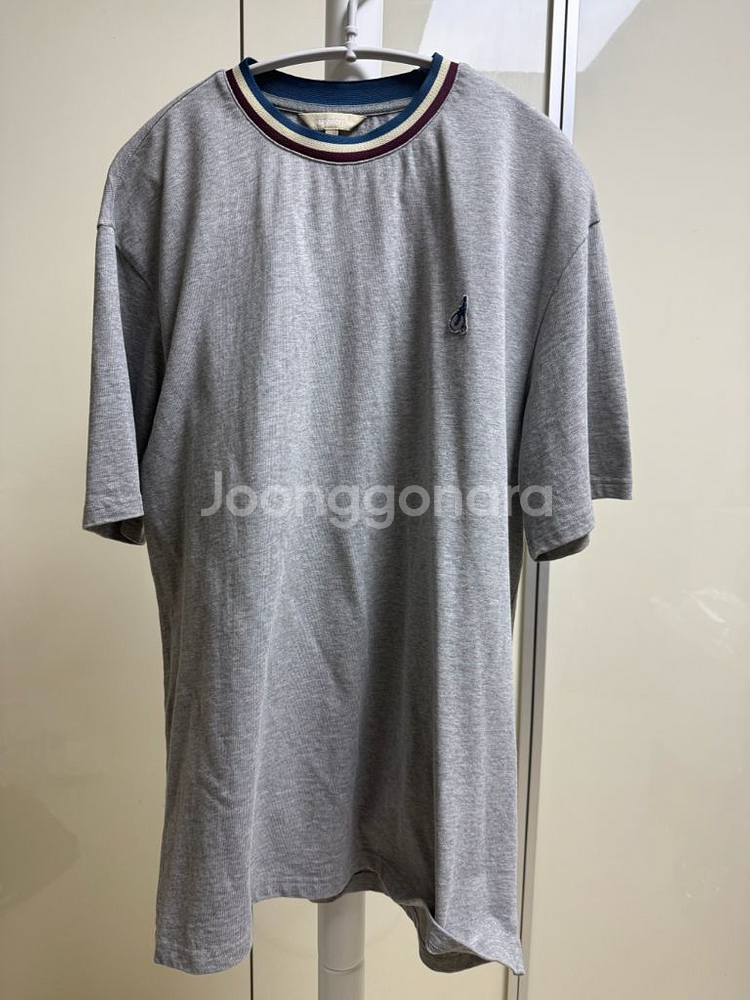 빈폴 그레이 티핑 라운드넥 티셔츠 100사이즈--1