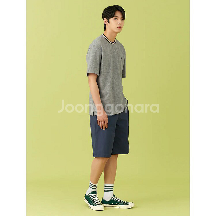 빈폴 그레이 티핑 라운드넥 티셔츠 100사이즈--0