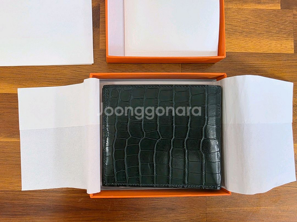 에르메스 MC2 반지갑 매트엘리게이터 그린 신품급--3