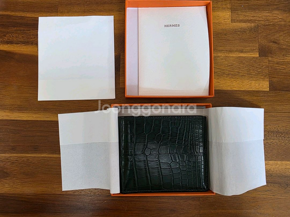 에르메스 MC2 반지갑 매트엘리게이터 그린 신품급--5