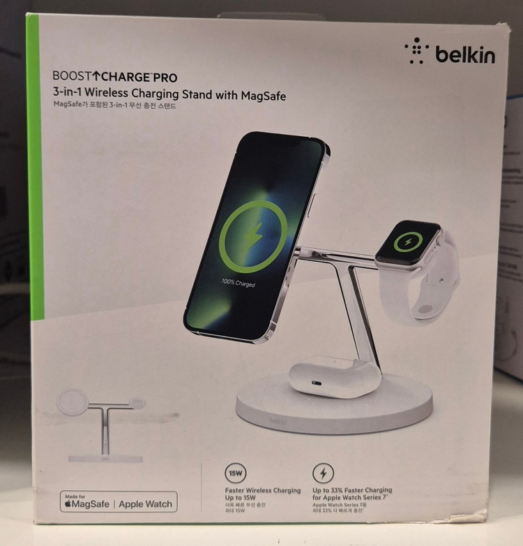 벨킨 애플전용 3in1 무선충전 스탠드--2