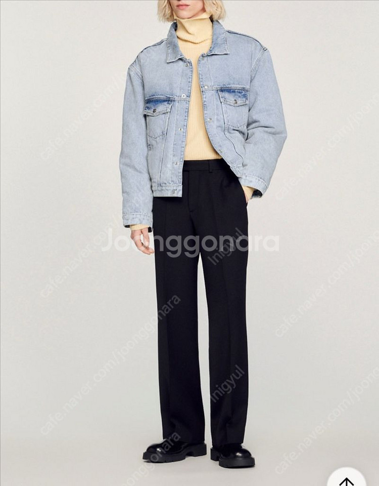 산드로 옴므 드롭 숄더 데님 자켓 52사이즈 새상품--1