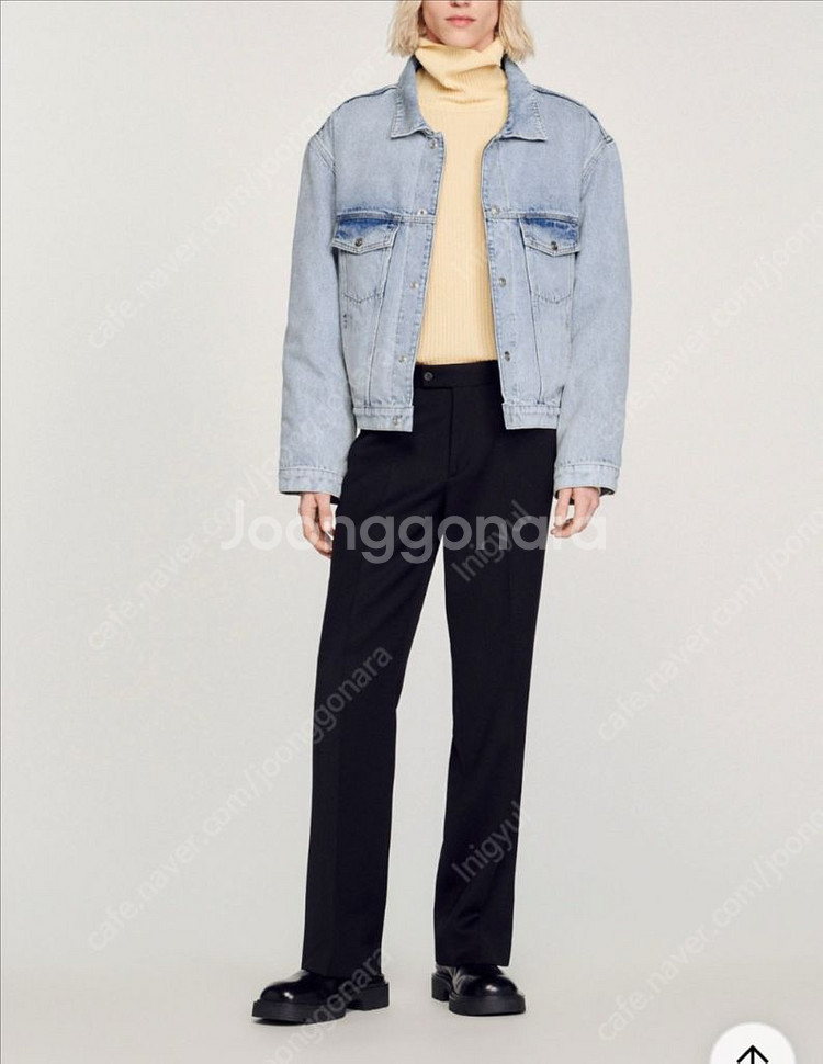 산드로 옴므 드롭 숄더 데님 자켓 52사이즈 새상품--5