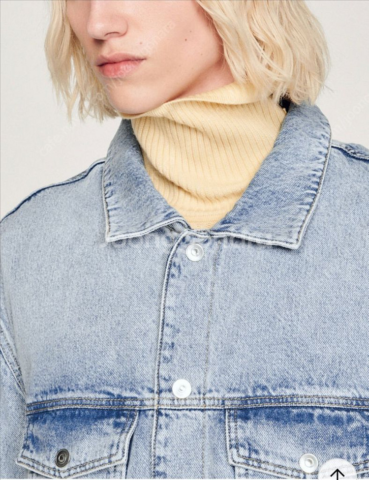 산드로 옴므 드롭 숄더 데님 자켓 52사이즈 새상품--4