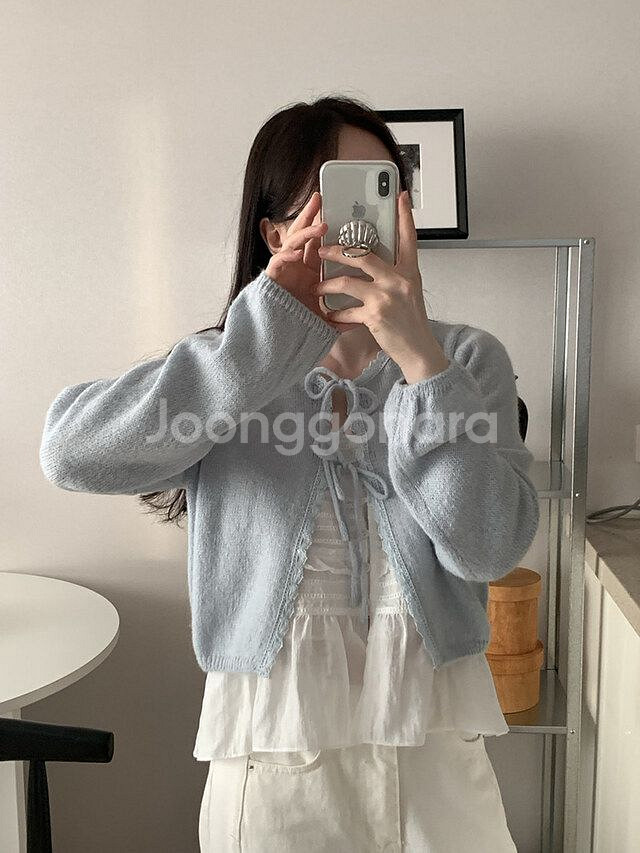 <(택0,새상품) 레이스 리본 알파카 가디건 팔아요!!--4