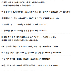 본죽 사보텐 BHC 멕시카나 깐부치킨 굽네치킨 바른치킨