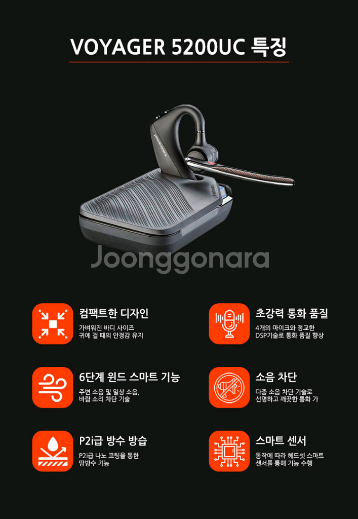 플랜트로닉스 Voyager 5200 UC 무선 이어셋--1