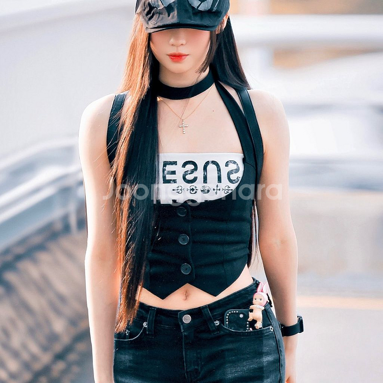 아사 st 블랙 슬림핏 베스트 조끼--0