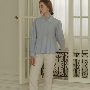 새상품) 틸아이다이 플리츠 블라우스 블루