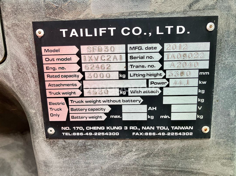 삼익 3톤 tailift sfd30 엔진 3단 지게차--6