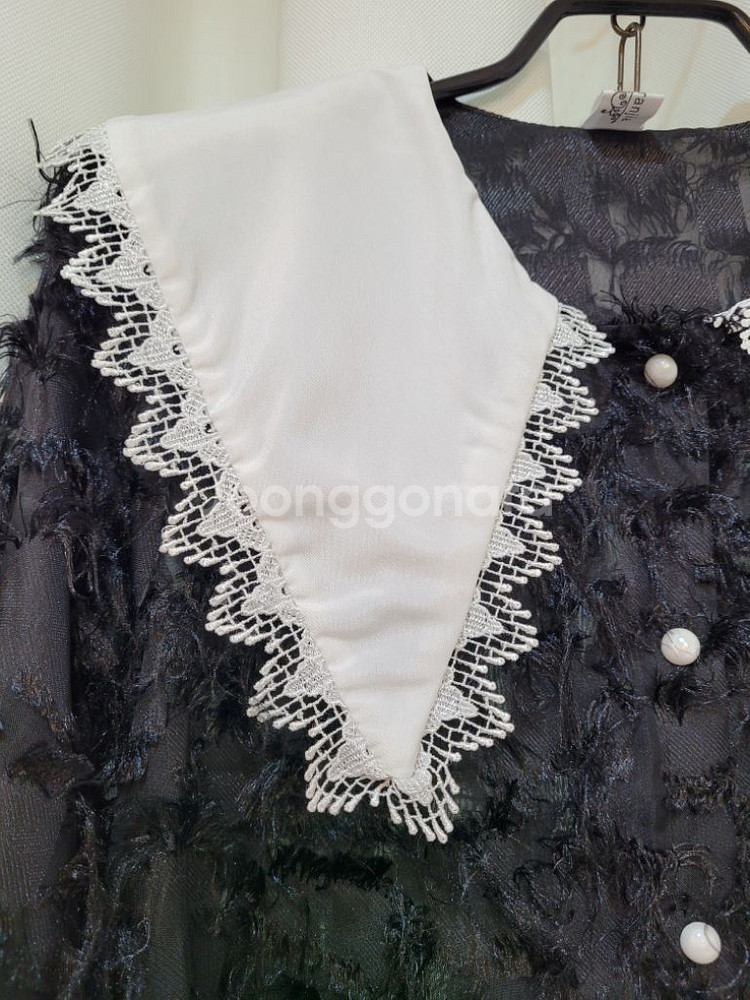 미친세일 자수카라 시스루 블라우스--2