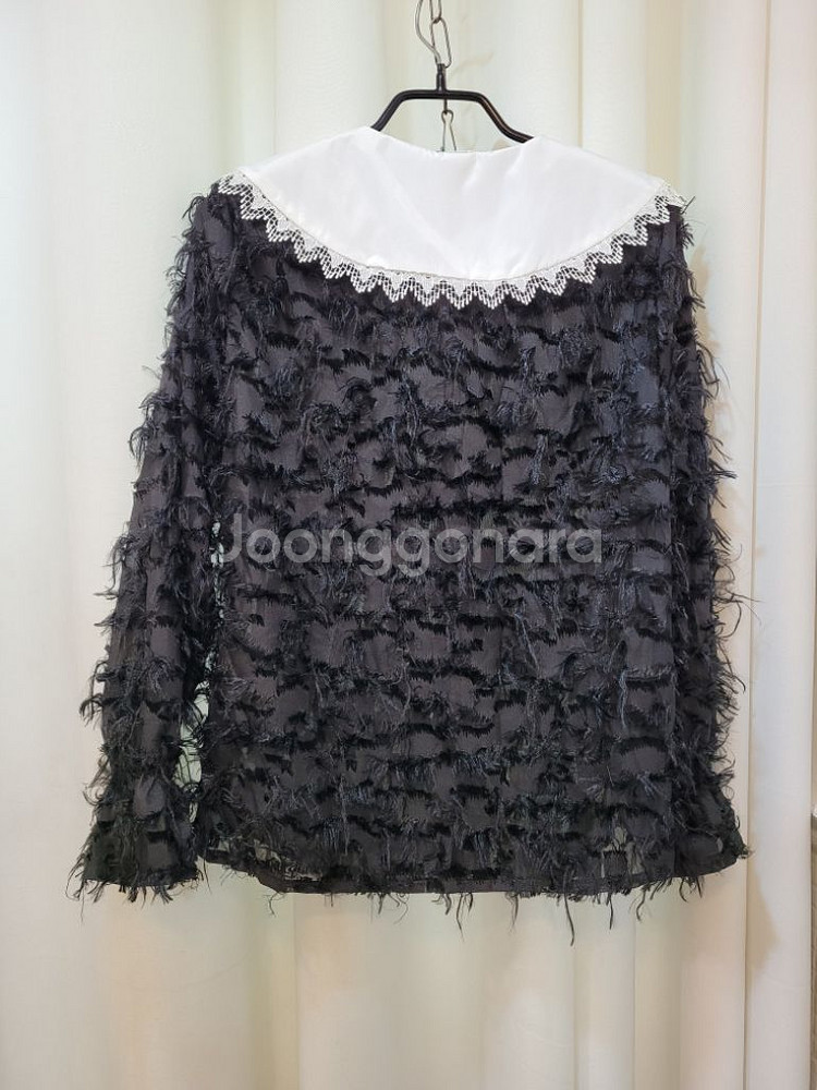 미친세일 자수카라 시스루 블라우스--9