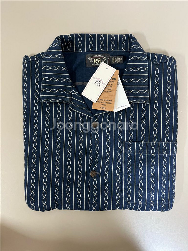 RRL 인디고 프린트 저지 캠프셔츠--0