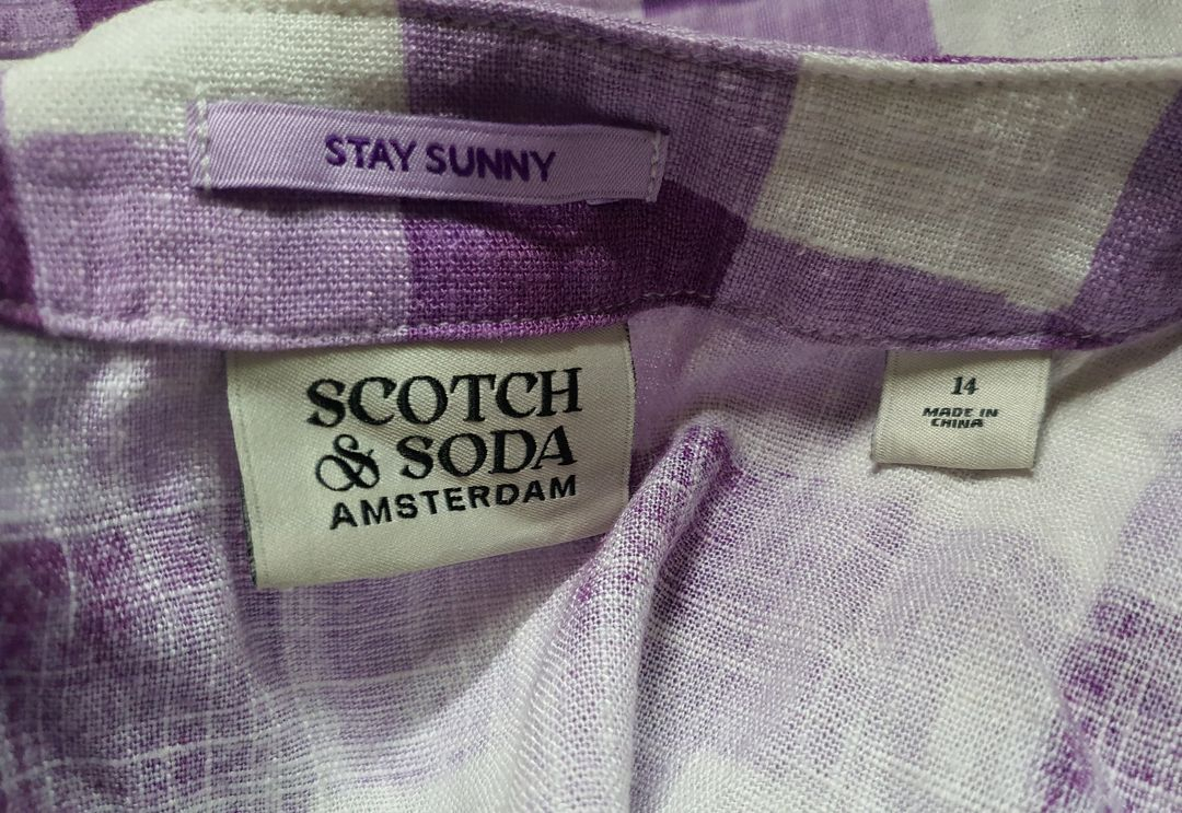 스카치앤소다 키즈 린넨 반팔 체크 셔츠--3