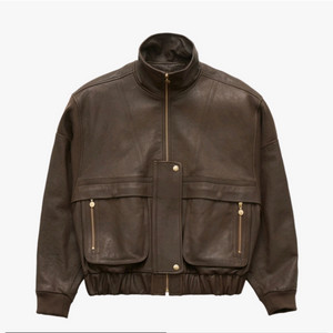 파르벵 콩테 립 밑단 가죽 점퍼 레더 자켓 브라운