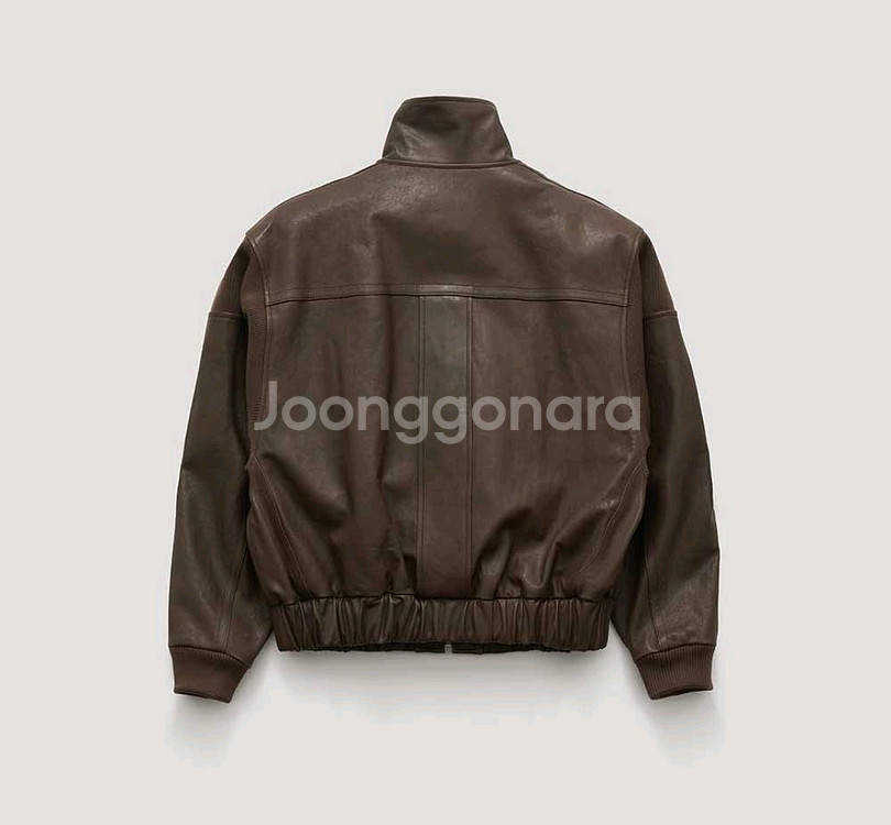 파르벵 콩테 립 밑단 가죽 점퍼 레더 자켓 브라운--1